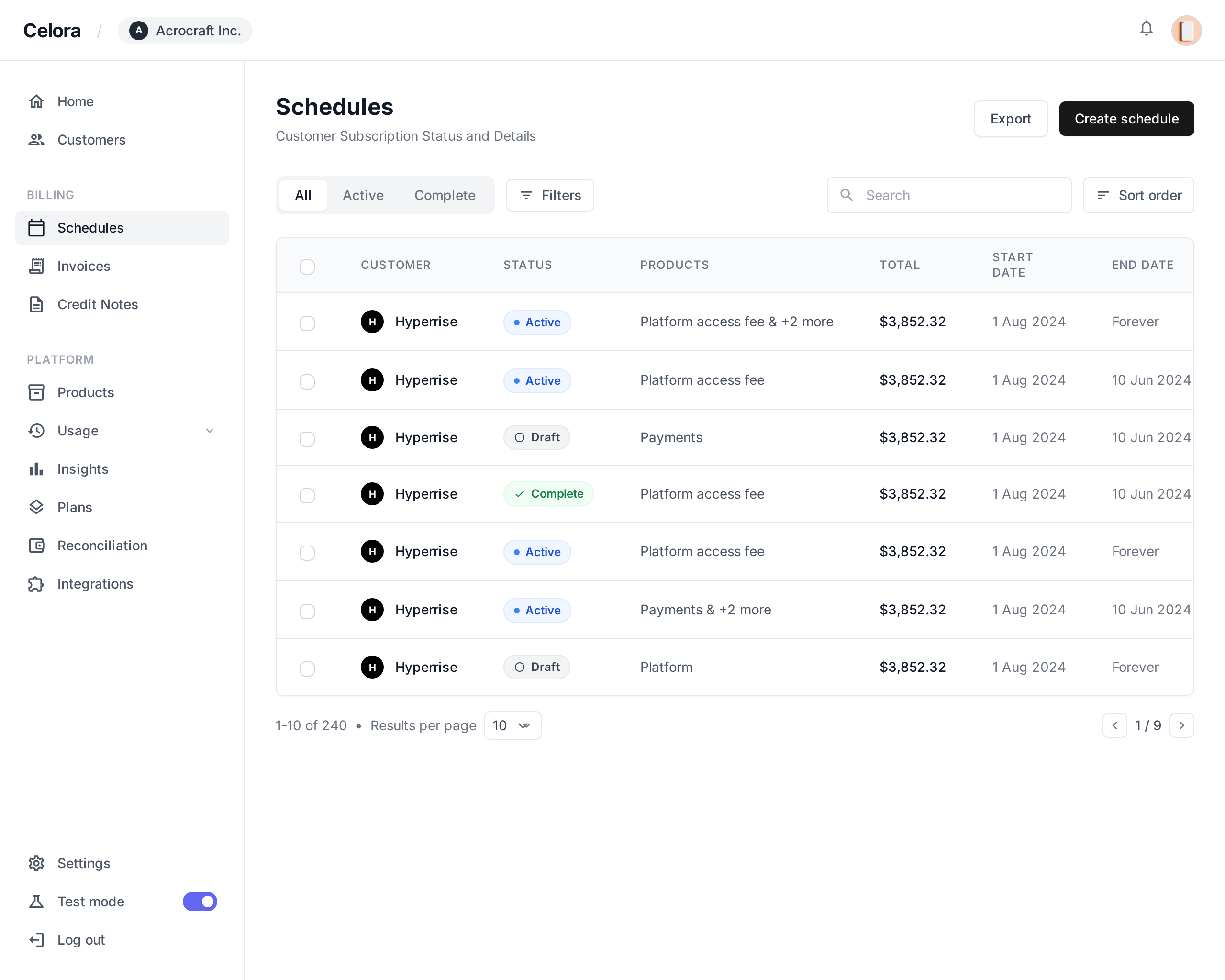Celora Dashboard - Invoice and Payment Management Platform